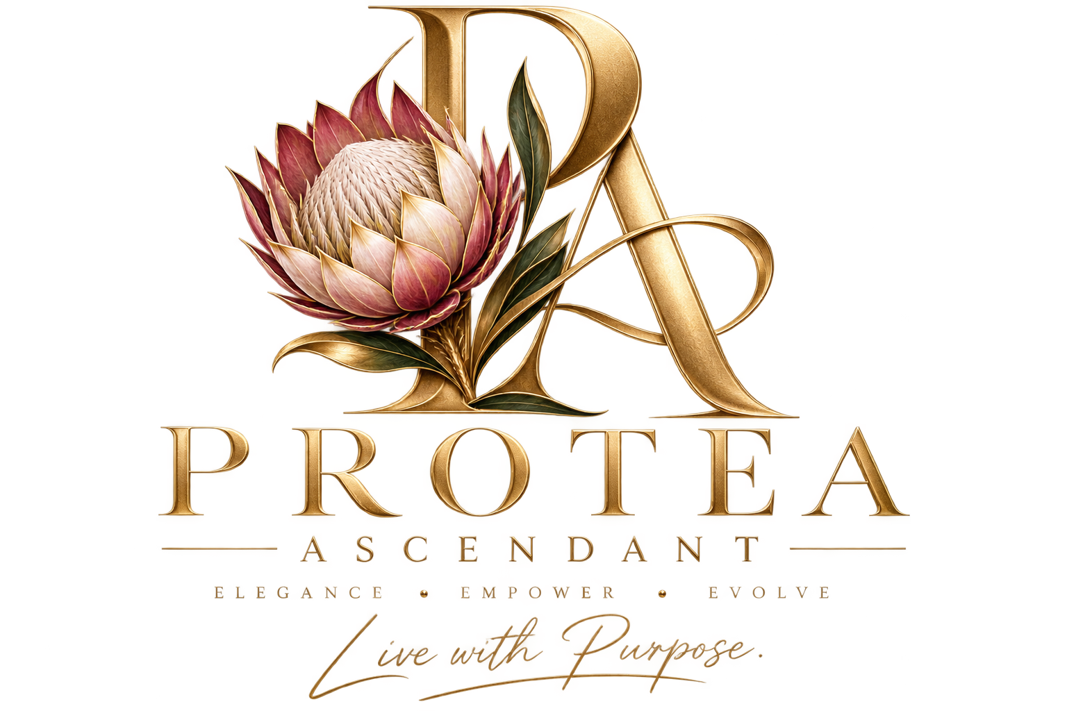 Protea Ascendant gold protea emblem